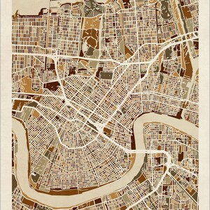 New Orleans Map, New Orleans Louisiana City Street Map, Art Print 1799 image 3