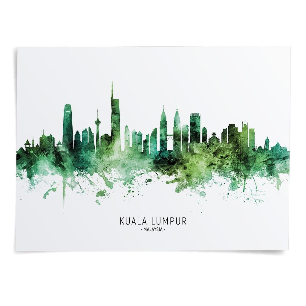 木彫絵画　Kuala Lumpur skyscrapers. (マレーシア) Kuala Lumpur Skyline Malaysia, Cityscape Art Print Poster BX