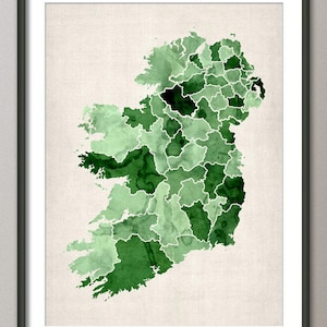 Carte d'Irlande aquarelle, impression d'art (767)