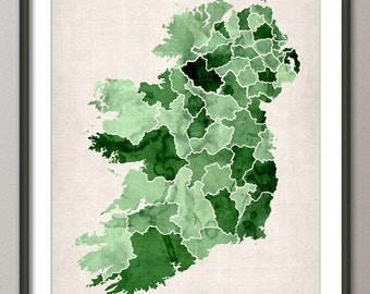 Ireland Watercolor Map, Art Print (767)
