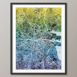 Dublin Map, Dublin Ireland City Map, Street Map of Dublin Eire, Art Print (2805)