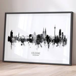 Cologne Skyline Germany, Cityscape Painting Art Print Poster BX (11457)