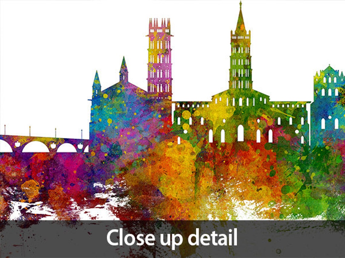 Toulouse Skyline France Cityscape Painting Art Print Poster Etsy