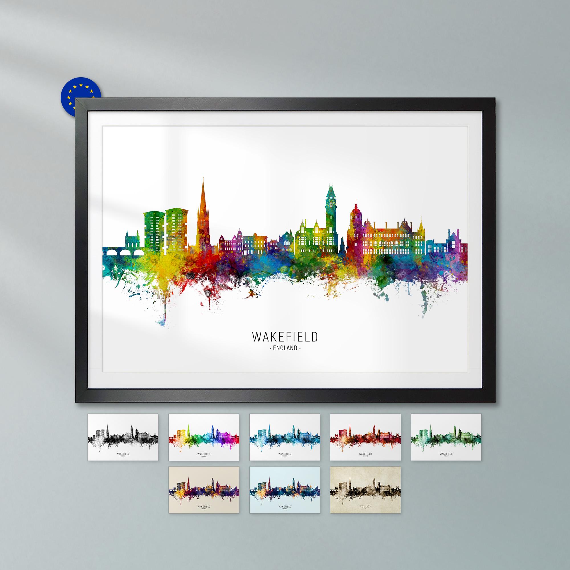 Wakefield Skyline England, Poster Print Cityscape Art ZX (24013