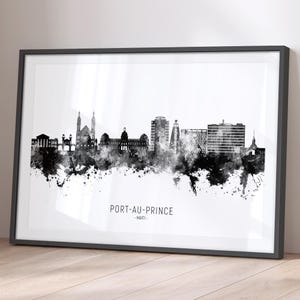 Skyline de Port-au-Prince Haïti, impression d'art peinture paysage urbain Poster BX (27044)