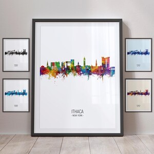 Ithaca Skyline, Ithaca New York Cityscape Art Print Poster Portrait PX (28229)