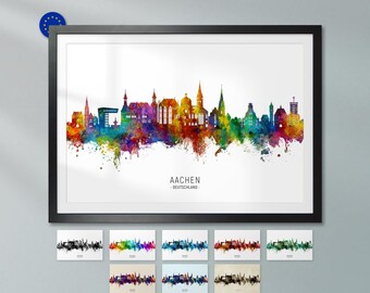 Aachen Skyline Deutschland, Poster Print Cityscape Art ZX (21722