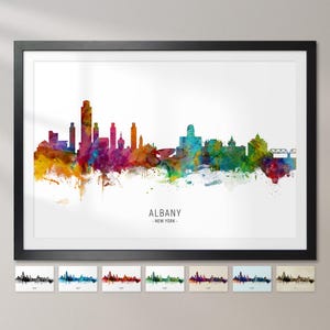 Albany Skyline New York, Stadtansicht Malerei Kunstdruck Poster CX (6639)