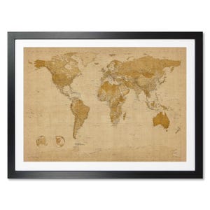 Carte de style antique de la carte du monde, affiche d'impression d'art, 24 x 36 pouces LM (228)