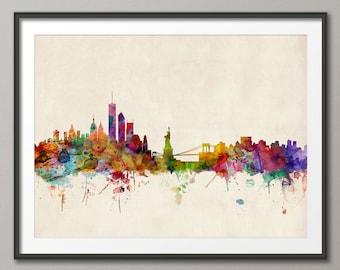 New York City Skyline, NYC Cityscape Art Print (540)