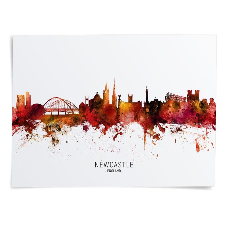 a watercolor painting of a city skyline