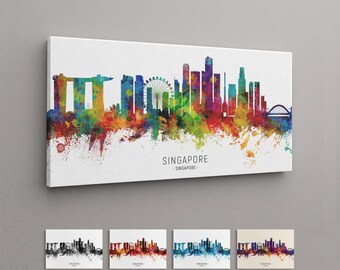 Singapore Skyline, Box Canvas Art Print (6522)