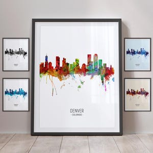 Denver Skyline, Denver Colorado Cityscape Arte Impressão Pôster Retrato PX (4944)