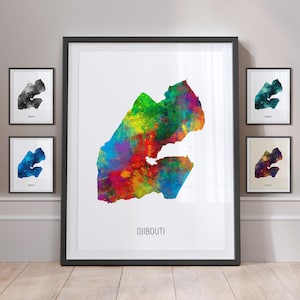 Carte de Djibouti, aquarelle, impression d'art, impression MX (10818)