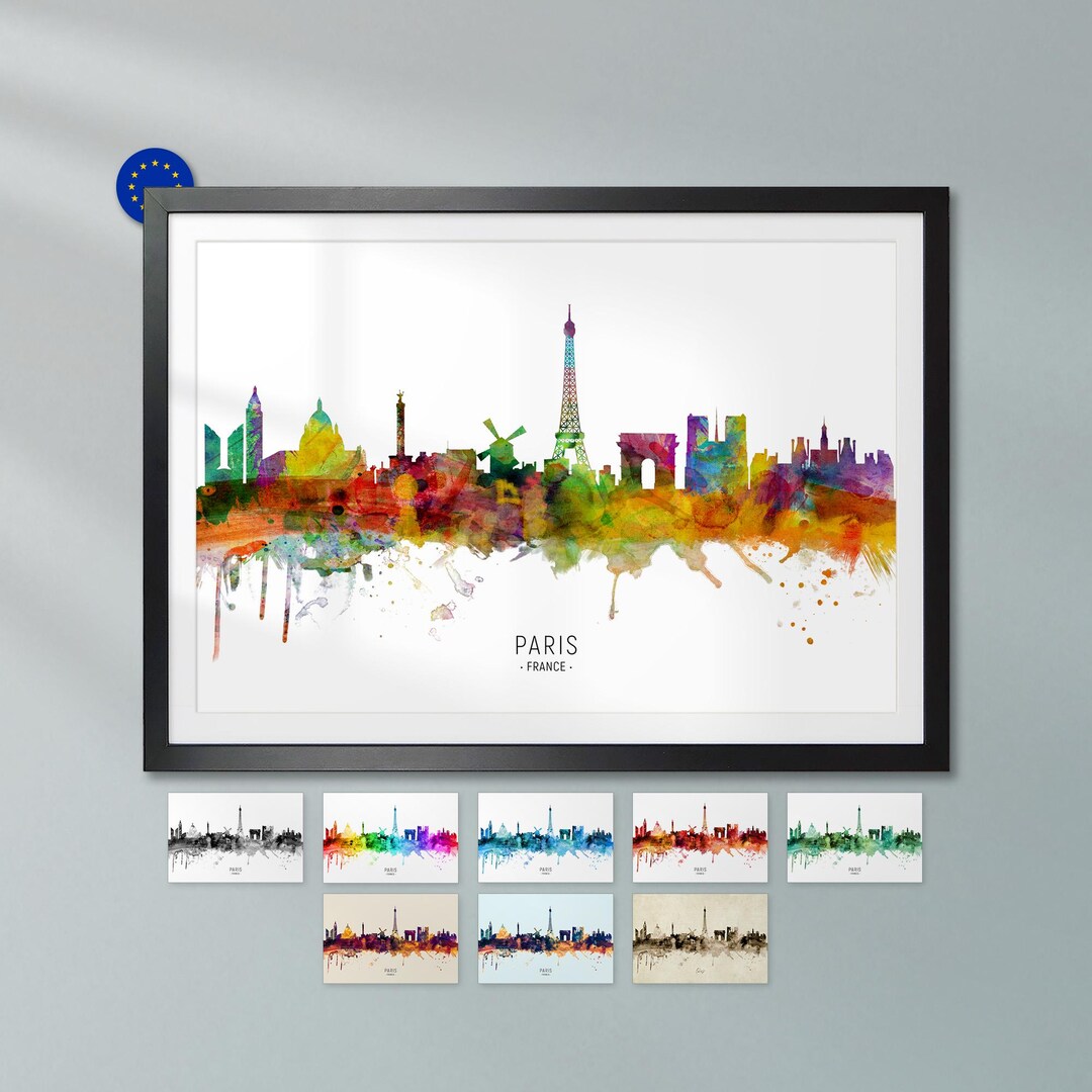 Paris Skyline France, Poster Print Cityscape Art ZX (6517) - Etsy