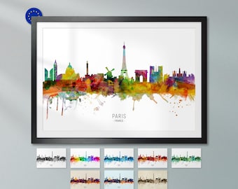 Paris Skyline Frankrike, Postertryck Stadslandskap Konst ZX (6517)