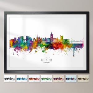 Póster con impresión artística de la pintura del horizonte de Chester, Inglaterra, paisaje urbano CX (25472)