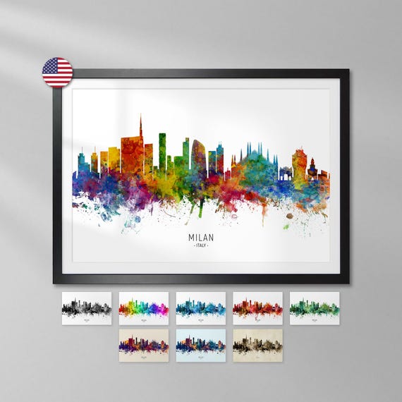 Milan Skyline Italy, Cityscape Painting Art Print Poster YX (6513