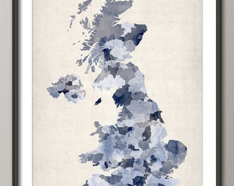 Great Britain UK Watercolor Map, Art Print (621)