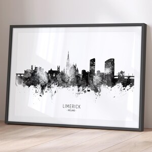 Limerick Skyline Ireland, Cityscape Painting Art Print Poster BX (15733)