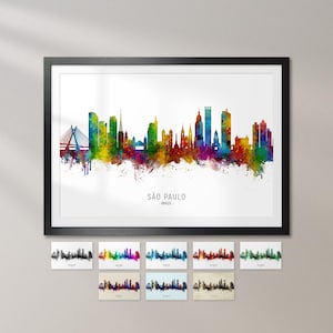 São Paulo Skyline Brasilien, Stadtbild Kunstdruck Poster KX (8728)
