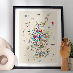 Scotland Animal Map für Kinder, Schottland Karte, Kunstdruck Poster (2851)