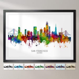 San Francisco Skyline Californië, Stadsgezicht Schilderij Art Print Poster CX (10702)