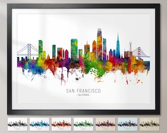 San Francisco Skyline California, Cityscape Painting Art Print Poster CX (10702)