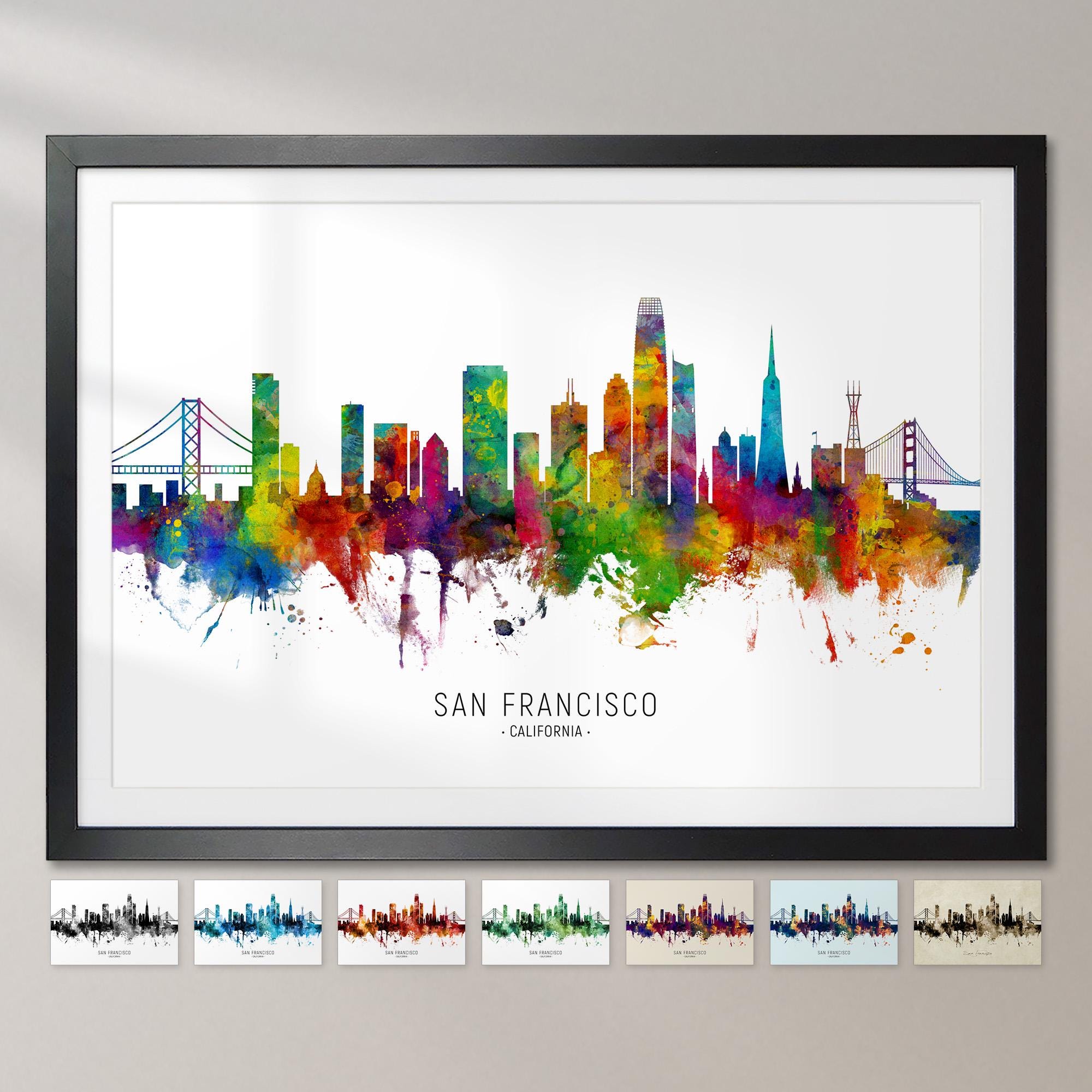 San Francisco Watercolor Skyline T-Shirt | San Fran Gift San Francisco Watercolor Skyline T-Shirt | San Fran Gift