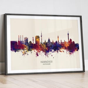 Hannover Skyline Deutschland, stadsgezicht schilderij kunstafdruk poster LX (15174)