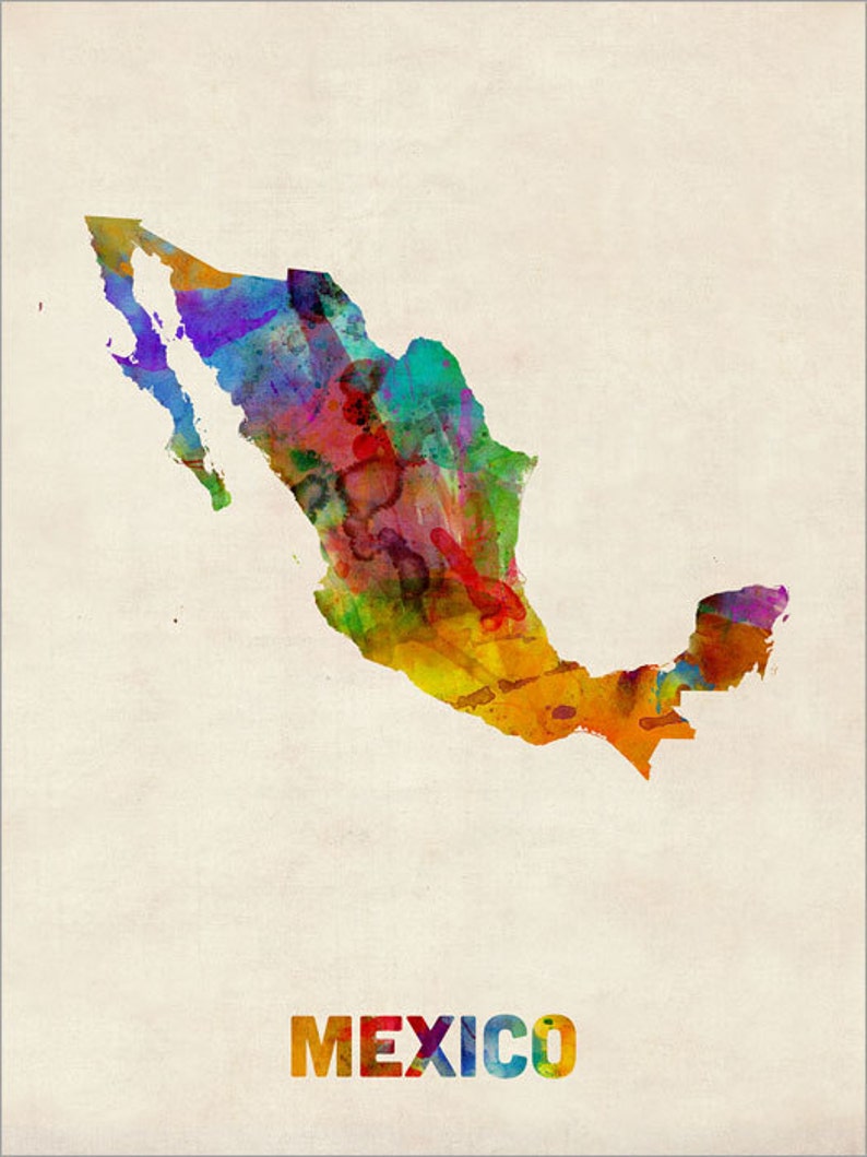 Mexico Watercolor Map, Art Print 996 image 3