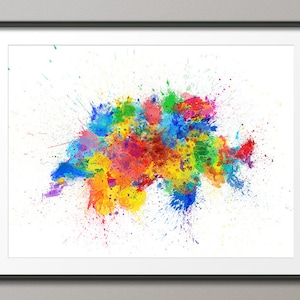 Schweiz Map, Schweiz Farbspritzer Map Kunstdruck (3106)