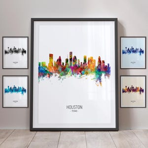 Houston Skyline, Houston Texas Cityscape Art Print Poster Portrait PX (4942)