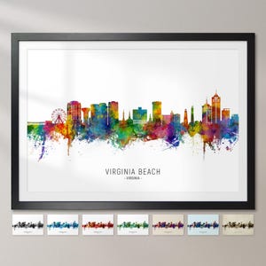 Virginia Beach Skyline Virginia, Cityscape Painting Art Print Poster CX (22804)