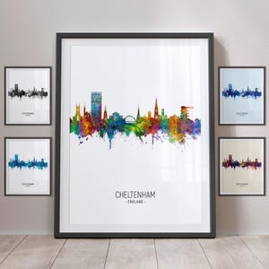 Póster con retrato artístico del horizonte de Cheltenham, paisaje urbano de Cheltenham, Inglaterra (4990)