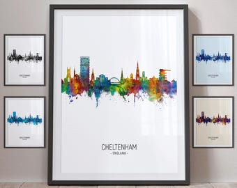 Paisagem urbana de Cheltenham, Inglaterra - Pôster artístico em formato retrato - PX (4990)