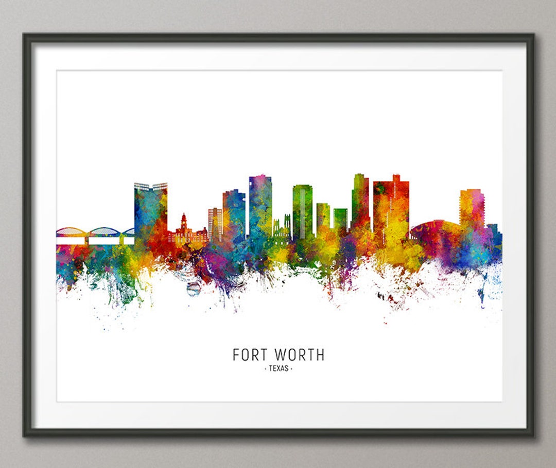 Fort Worth Skyline Texas, Cityscape Painting Art Print Poster CX 32011 ...