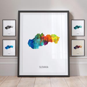 Slovakia Map, Watercolour Painting Art Print Poster MX (10935)