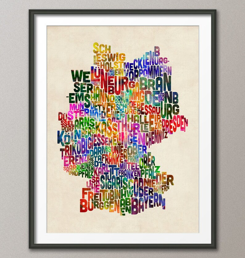 Word Map German Typography Text Map of Germany Map, Art Print (276) - Etsy
