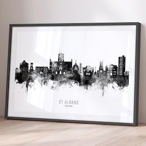 St Albans Skyline England, Cityscape Painting Art Print Poster BX (23507)