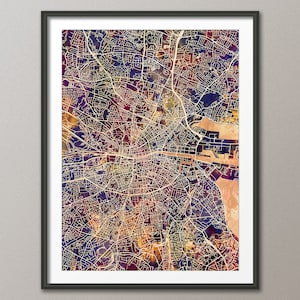 Dublin Map, Dublin Ireland City Map, Street Map of Dublin Eire, Art Print (2803)