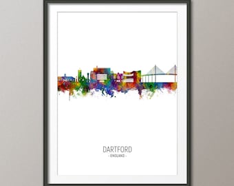 Dartford Skyline, Dartford England Cityscape Art Print Poster Portrait (30804)