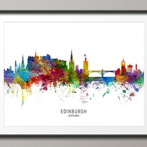Edinburgh Skyline Scotland, Cityscape Painting Art Print Poster CX (6498)