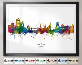 Whitby Skyline England, Cityscape Painting Art Print Poster CX (33640)