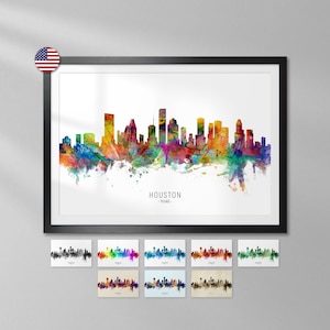 Houston Skyline Texas, Cityscape Art Print Poster YX (6566)