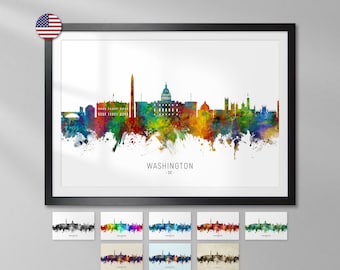 Washington Skyline DC, Cityscape Art Print Poster YX (6529)