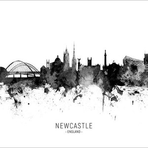 Newcastle Skyline, Newcastle England Cityscape Art Print Poster 11479 Include City Name