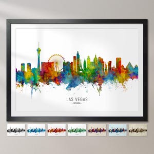 Skyline de Las Vegas, Nevada, affiche d'impression d'art peinture paysage urbain CX (6506)