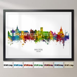 Maldon Skyline England, Cityscape Painting Art Print Poster CX (27415)