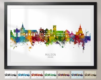 Maldon Skyline Anglia, miejski pejzaż, wydruk artystyczny plakatu CX (27415)